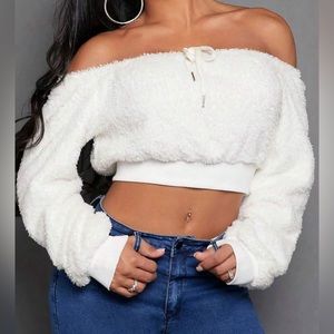 White Sweater Crop Top
